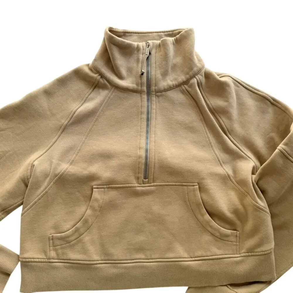 Lululemon Scuba Oversized Funnel Neck Sweatshirt Trench Tan Size M/L Fleece